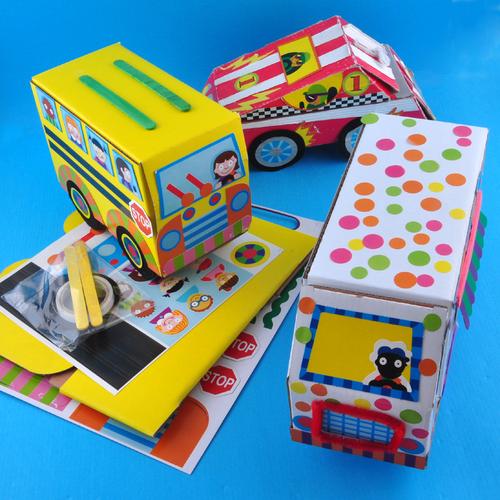 美可diy 儿童手工自制拼装3d立体汽车雪糕创意纸板车模型玩具批发